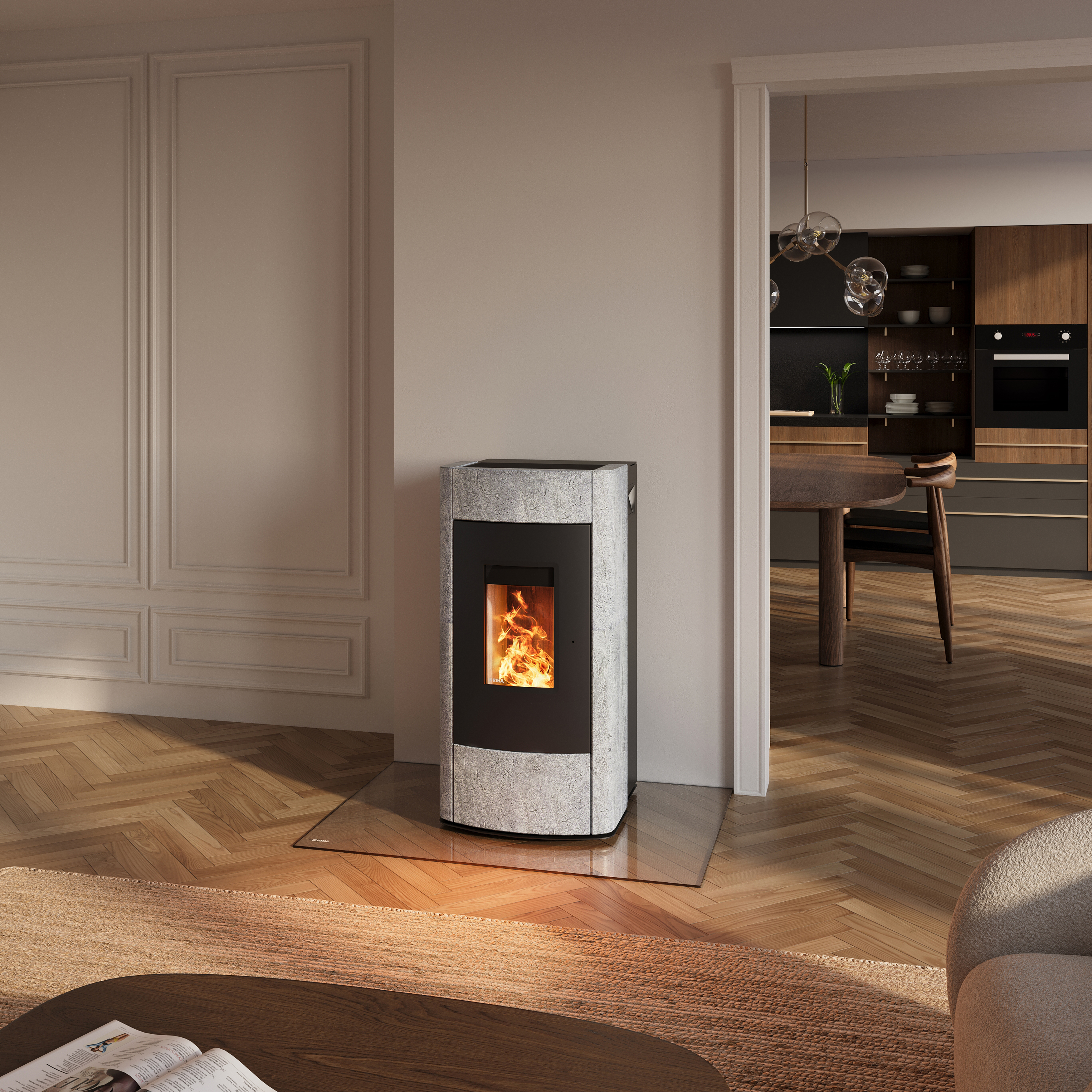 Rika Pelletofen Revo III RAO Speckstein Rauchrohranschluss oben