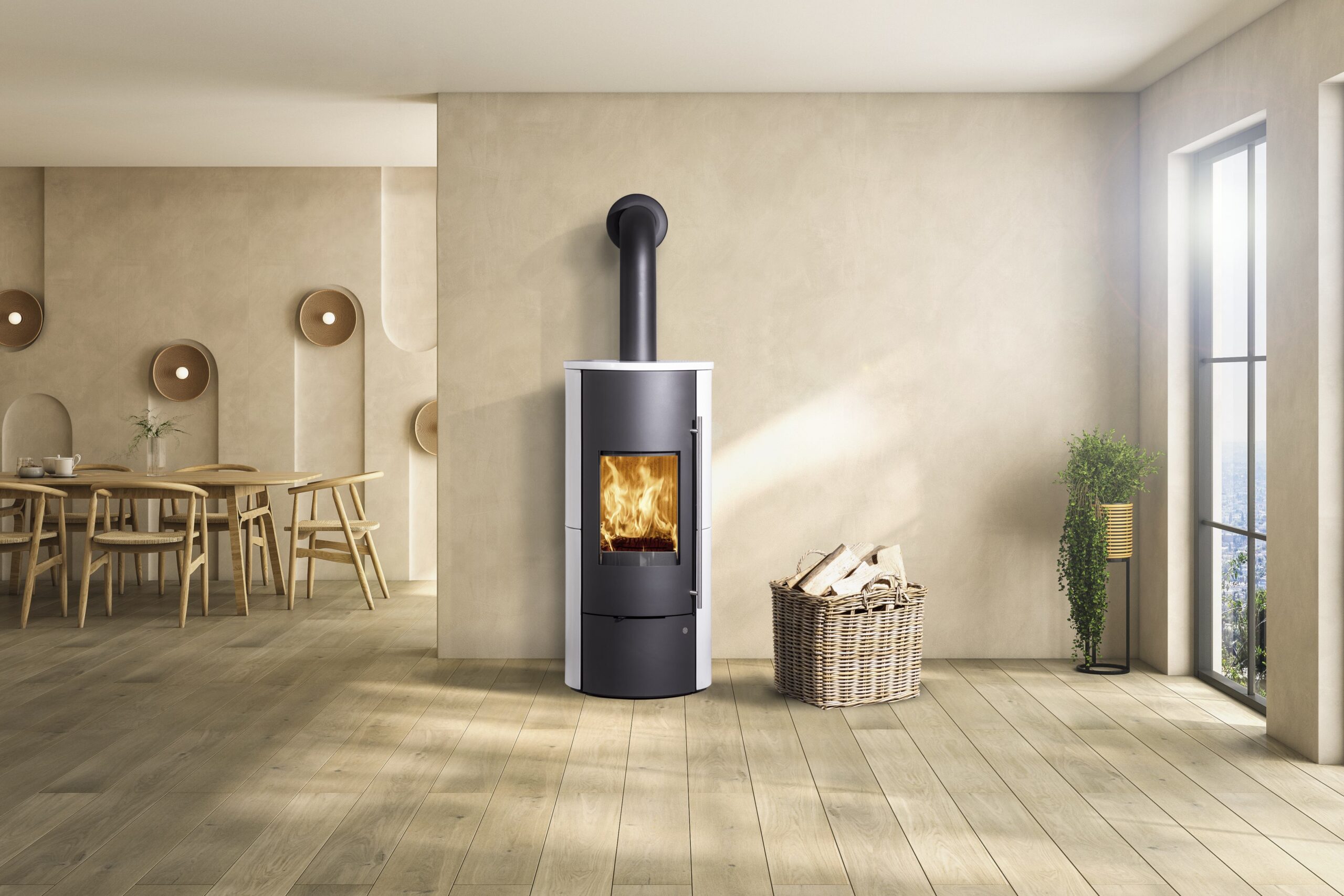 Olsberg Tolima Powersystem II Compact Stahl schwarz, Natursteinabdeckung Serpentin