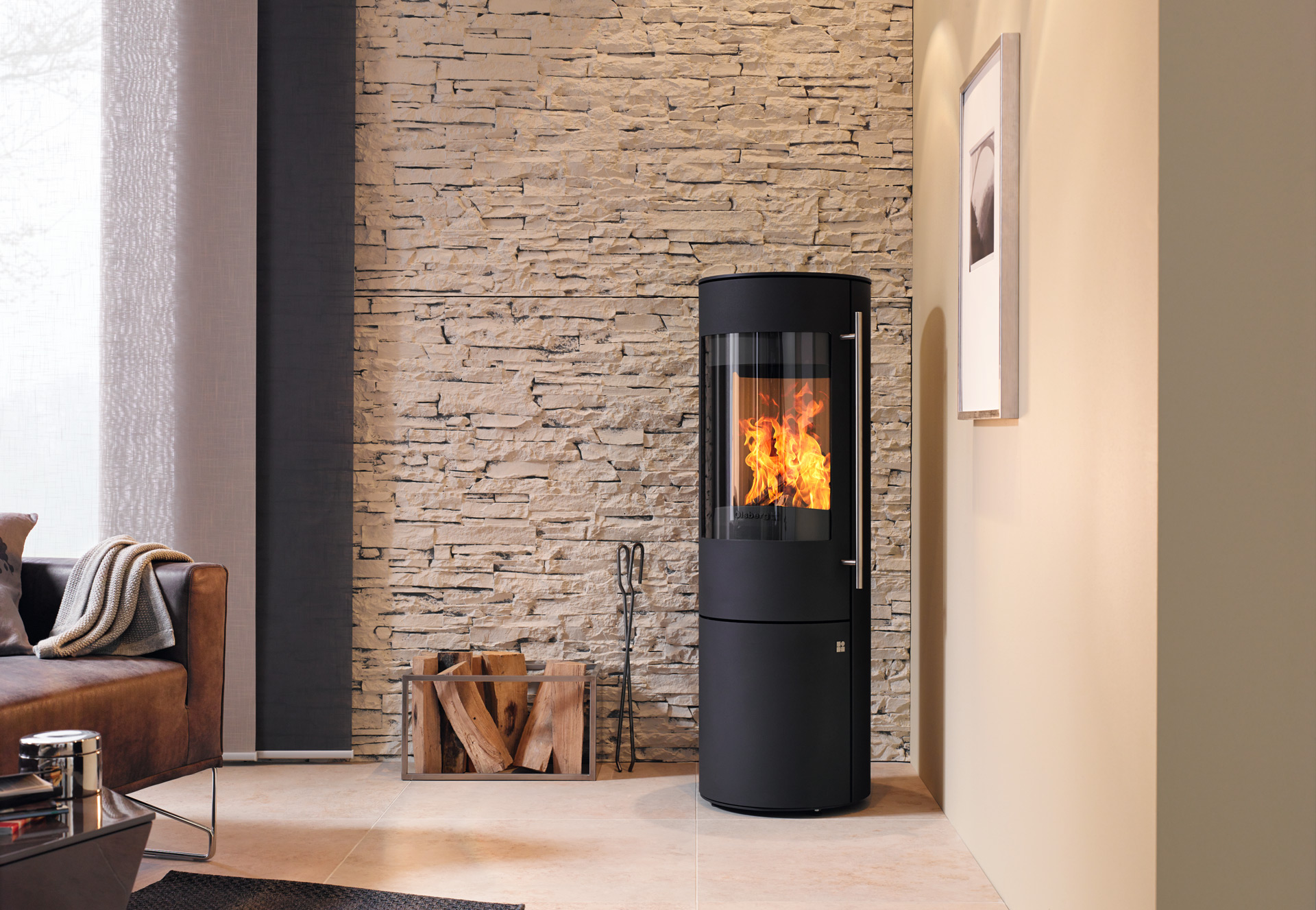 Olsberg Tipas Plus Compact Stahl schwarz, Keramikverkleidung Caffe Freddo