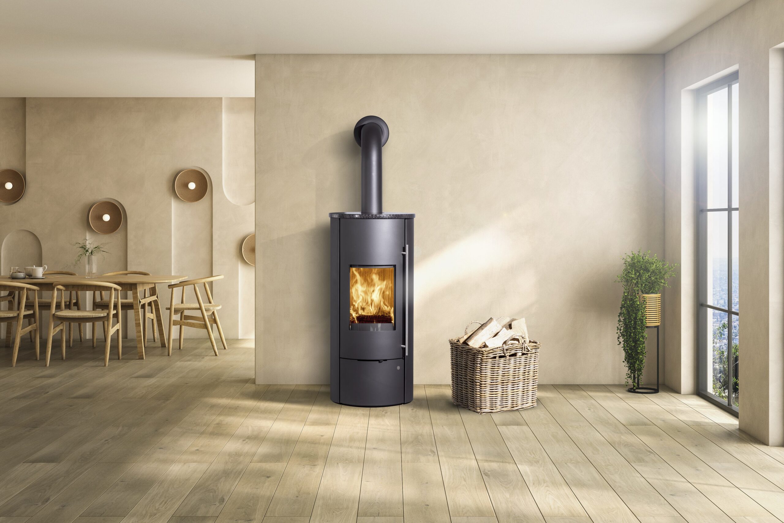 Olsberg Tolima Powersystem II Compact Stahl schwarz, Natursteinabdeckung Serpentin